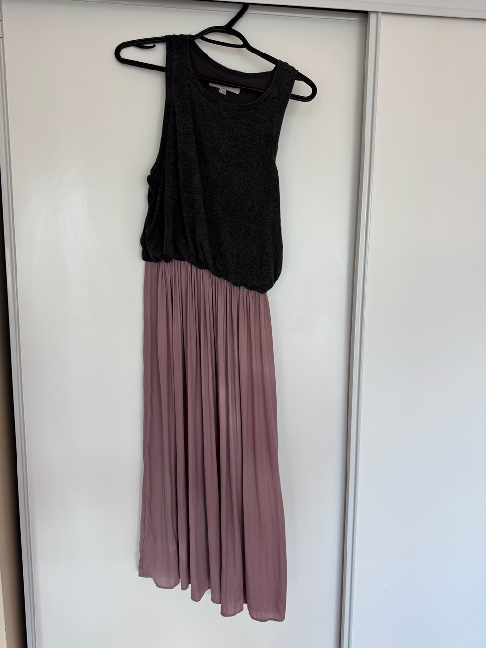 LOFT Grey and Mauve Two-Tone Sleeveless Maxi Dress